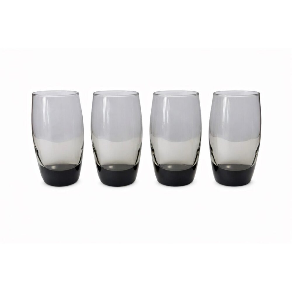 Drinking Water Ice Tea Glasses Roly Polly Grey Smoke Set 4 Vintage Ombre Heavy